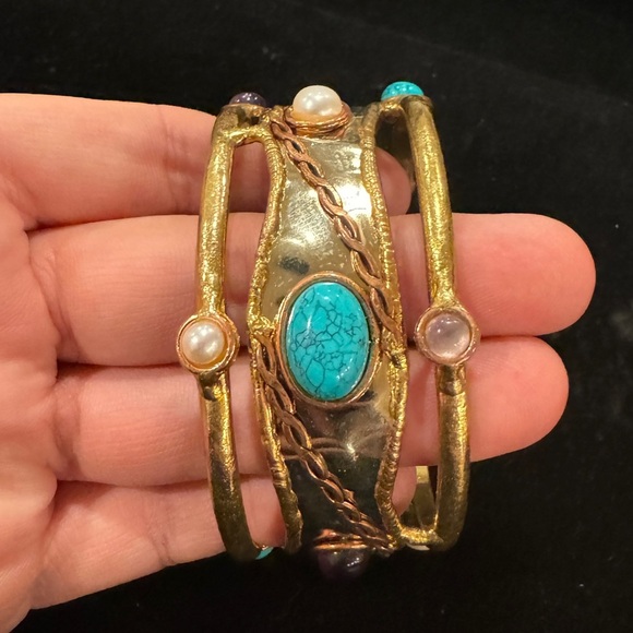 Stone Pearl Bangle Bracelet - Picture 13 of 13